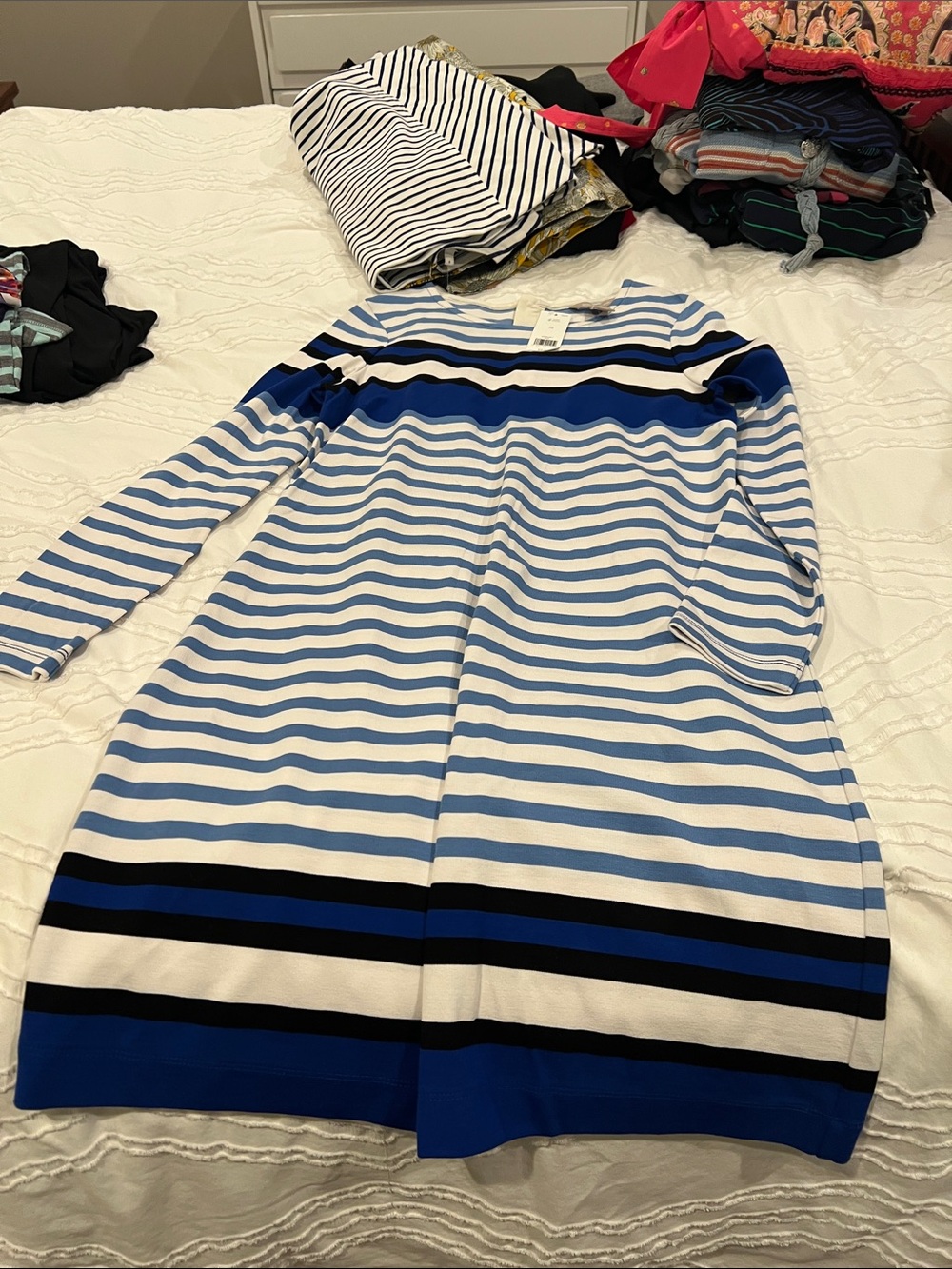 Banana Republic Blue and White Striped Crewneck Top
